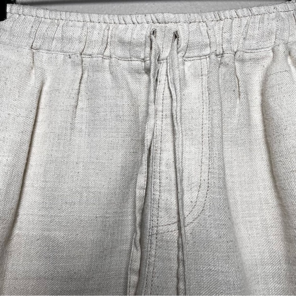 Folks Women 100% Linen‎ Shorts Small Tan Pull On Coastal Lagenlook Beach Resort - Picture 2 of 8